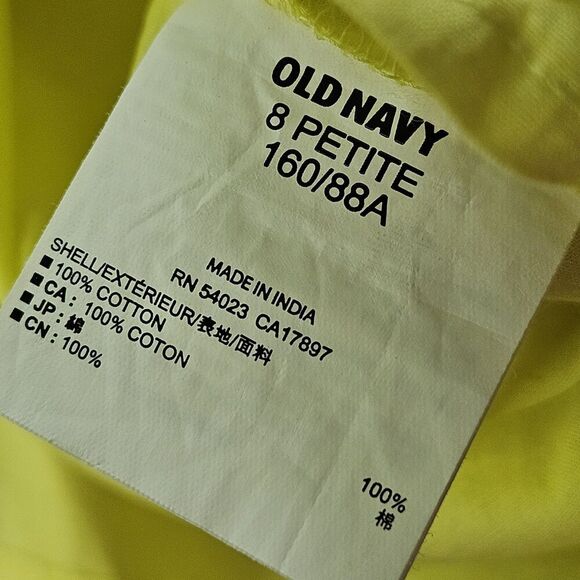 Old Navy Eyelet Lace Chartreuse Yellow Sleeveless Mini Dress Preppy Sz 8 PETITE - Picture 4 of 11